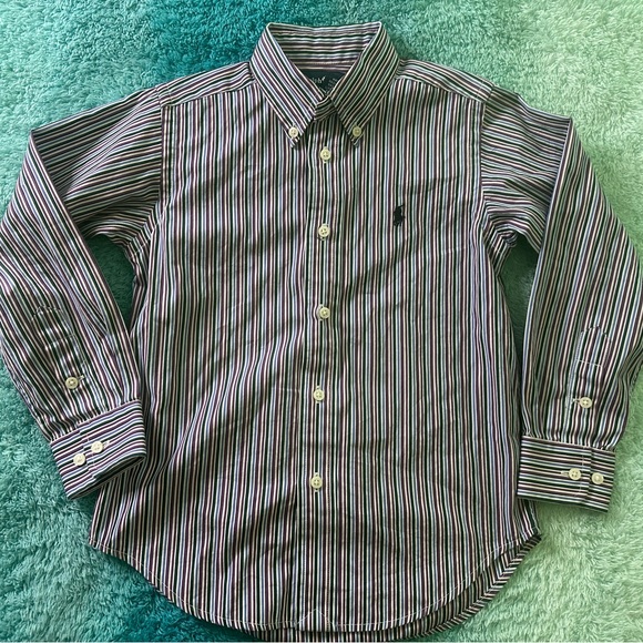Ralph Lauren Polo Striped Oxford Shirt MULTICOLORED BOYS SZ 5 = Sz 4-5 - Picture 1 of 5